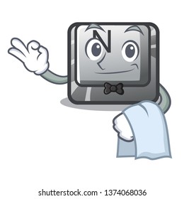 Waiter N button attached to mascot keyboard