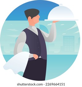 Waiter Occupation UI Flat Icon Vector EPS