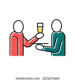 waiter offering drinks color icon vector. waiter offering drinks sign. isolated symbol illustration