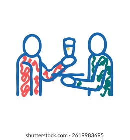 garçom oferecendo bebidas ícone doodle esboço vetor. garçom oferecendo bebidas sinal. símbolo isolado ilustração