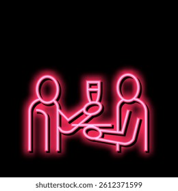 waiter offering drinks neon light sign vector. waiter offering drinks illustration