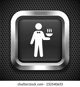 Waiter on Black Square Button