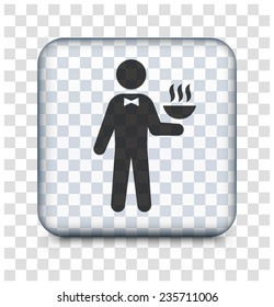 Waiter on Transparent Square Button