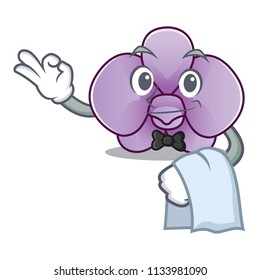 Waiter orchid flower mascot cartoon