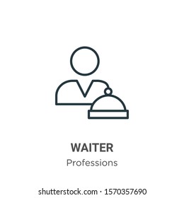 Waiter outline vector icon. Thin line black waiter icon, flat vector simple element illustration from editable professions concept isolated on white background