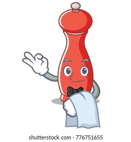 Waiter pepper mill character cartoon