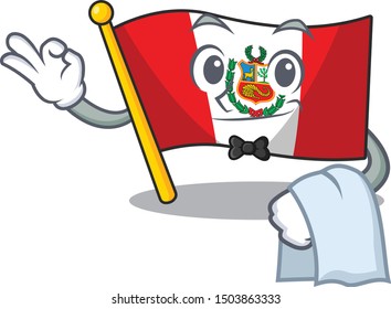 Waiter peru cartoon flag attached to wall mascot