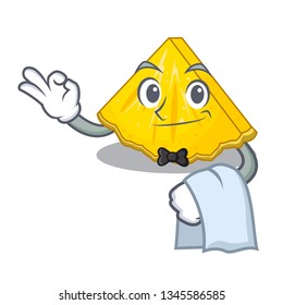 Waiter pineapple slice in a cartoon fridge