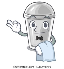 Waiter plastic cup isolated on with mascot