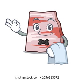 Waiter pork lard mascot cartoon