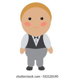 Waiter profession. Isolated vector cartoon character on white background.