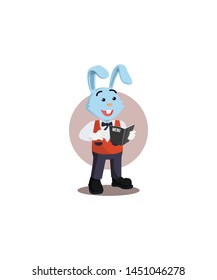 Waiter Rabbit Accepting Order Isolated White