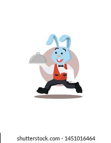 Waiter Rabbit Running Isolated White