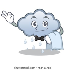 Waiter rain cloud character cartoon