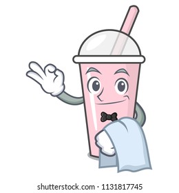 Waiter raspberry bubble tea character cartoon