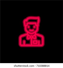 Waiter red glowing neon ui ux icon. Glowing sign logo vector