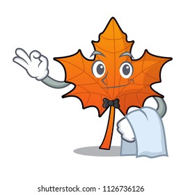 Waiter red maple leaf mascot cartoon