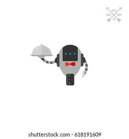Waiter Robot with Covered Plate Icon