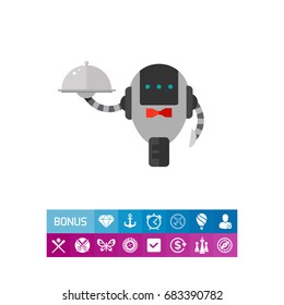 Waiter Robot with Covered Plate Icon