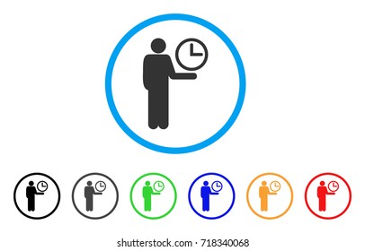 Waiter rounded icon. Style is a flat waiter gray symbol inside light blue circle with black, gray, green, blue, red, orange variants. Vector designed for web and software interfaces.