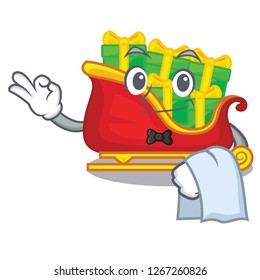 Waiter Santa sleigh with christmas character gifts