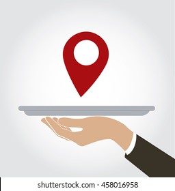 waiter serve Location icon , check in at restaurant