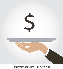 waiter serve money  icon , dish up the money vector