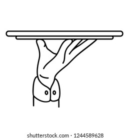 Bedienung des Kellners. Vektorgrafik-Kontur-Symbol einzeln auf weißem Hintergrund.