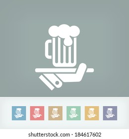 Waiter serving beer icon