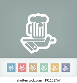 Waiter serving beer icon