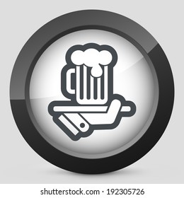 Waiter serving beer icon