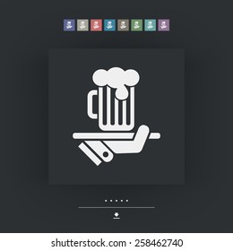 Waiter serving beer icon