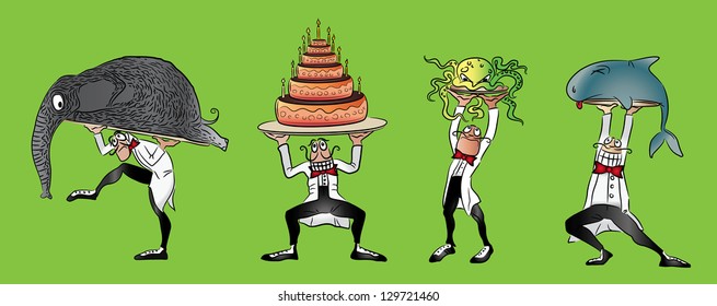Waiter serving delicious meals