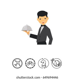 Waiter Serving Dish Icon