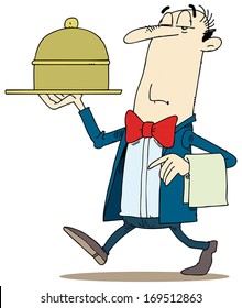 Waiter serving food.