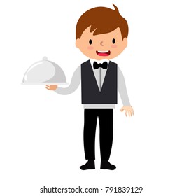 The  waiter is serving food.