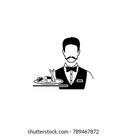 waiter serving herring icon. Fish and sea products elements. Premium quality graphic design icon. Simple love icon for websites, web design, mobile app, info graphics on white background