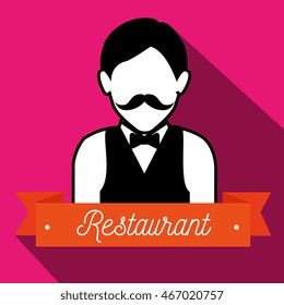 waiter serving restaurant icon vector illustration graphic