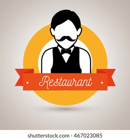 waiter serving restaurant icon vector illustration graphic
