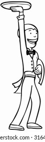 Waiter Serving Tray Line Art