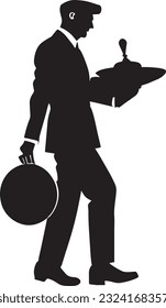 Waiter Silhouette Vector Art Icons.