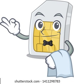 Waiter simcard isolated with in the cartoon