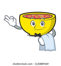 Waiter Soup Union Mascot Cartoon