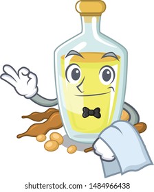 Waiter soybean oil isolated in the cartoon