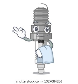 Waiter spark plug isolated with the mascot