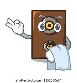 Waiter speaker mascot cartoon style