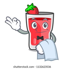Waiter strawberry mojito mascot cartoon
