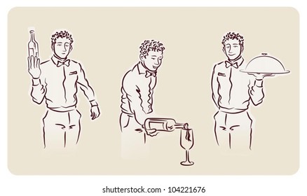 the waiter. stylized vector image male waiter
