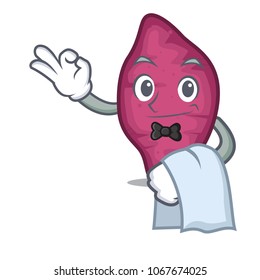 Waiter sweet potato mascot cartoon