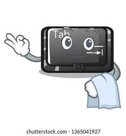 Waiter tab button attached to cartoon keyboard